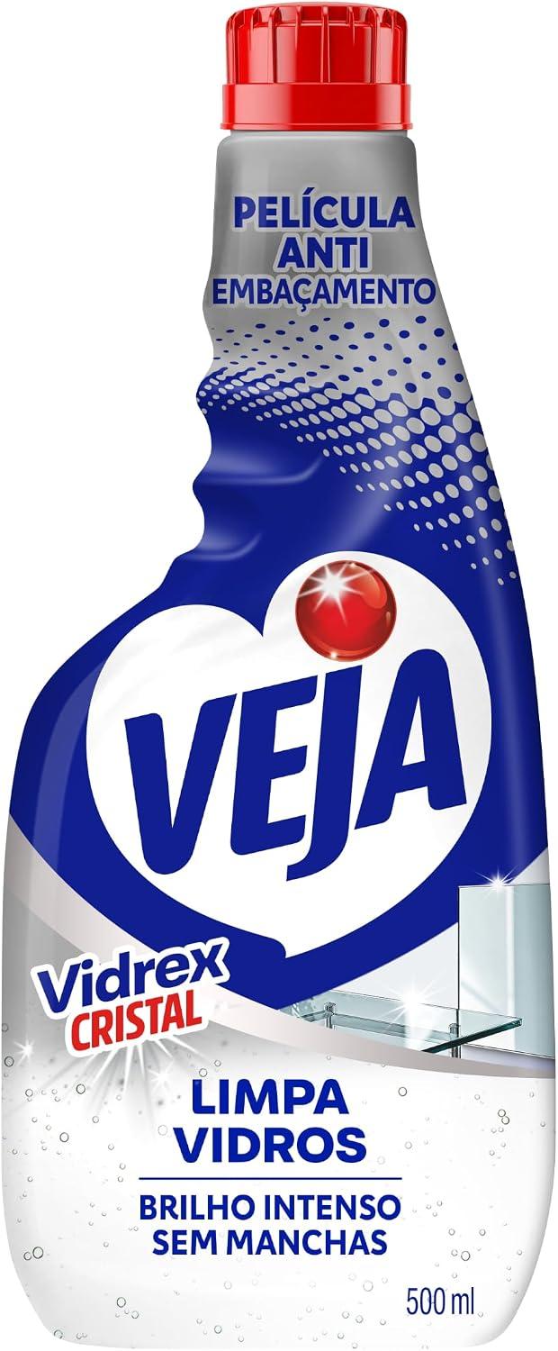 Limpa Vidros Spray Veja Vidrex Cristal 500ml Refil