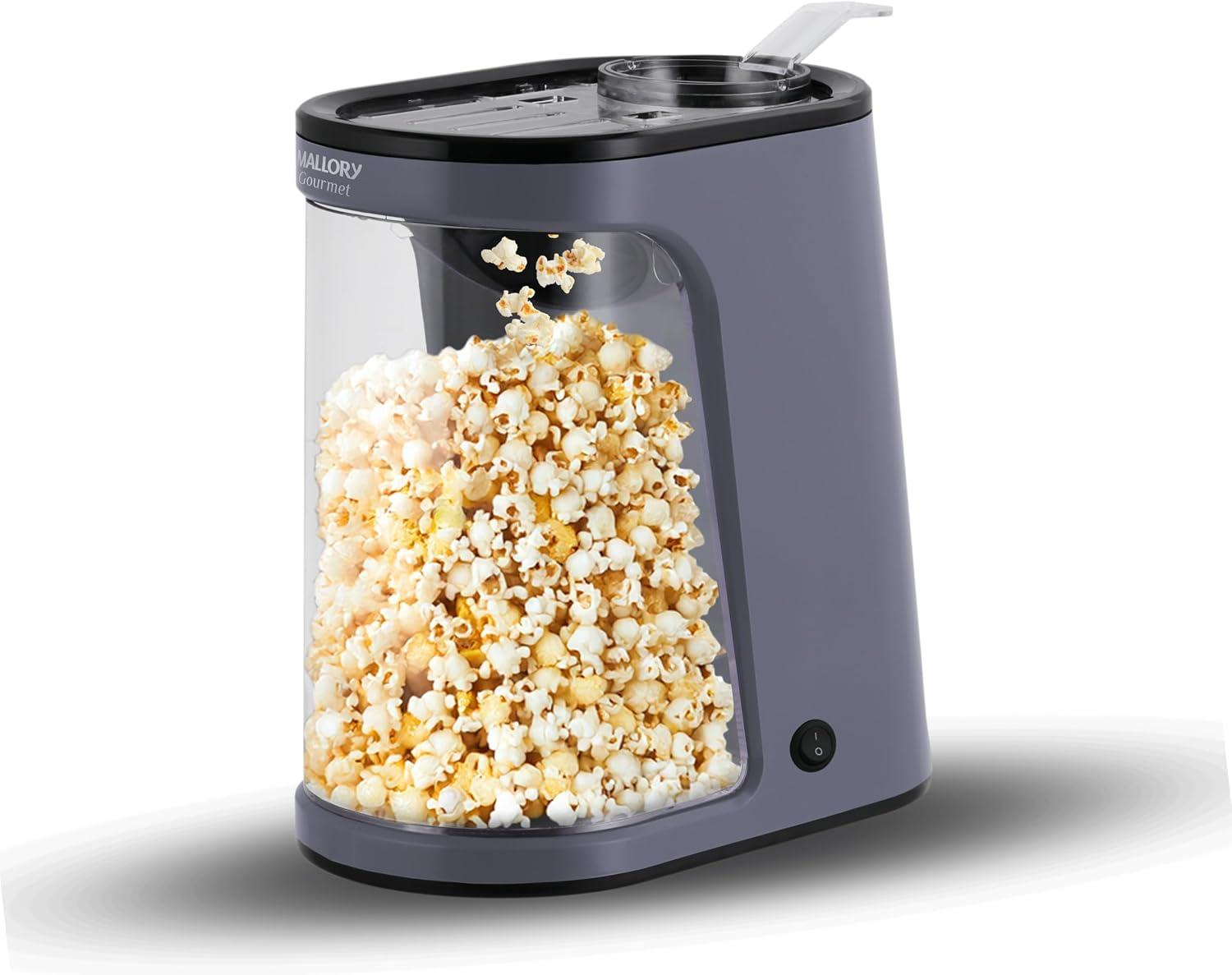 Pipoqueira Elétrica Mallory Gourmet – 1200W, Pipoca Sem Óleo, Reservatório Transparente, Botão Liga/Desliga e Pés Antiderrapantes – 127V