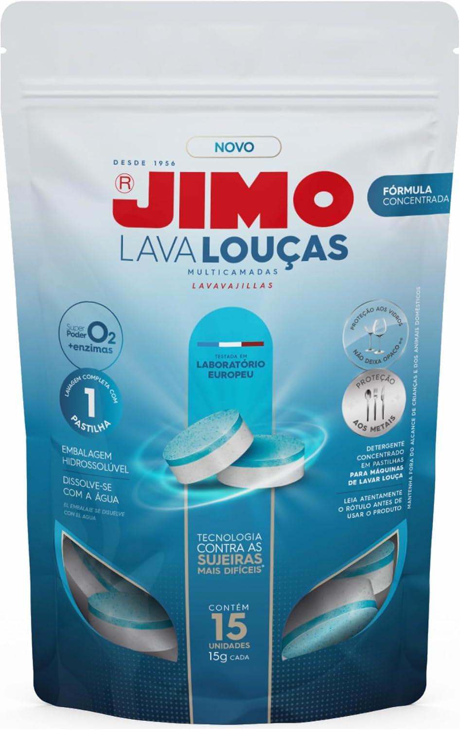 JIMO Lava Louça Multicamadas Detergente Concentrado para Máquinas de Lavar Louças Desengordurante Hidrossolúvel Mais Brilho e Proteção às Louças 15 pastilhas