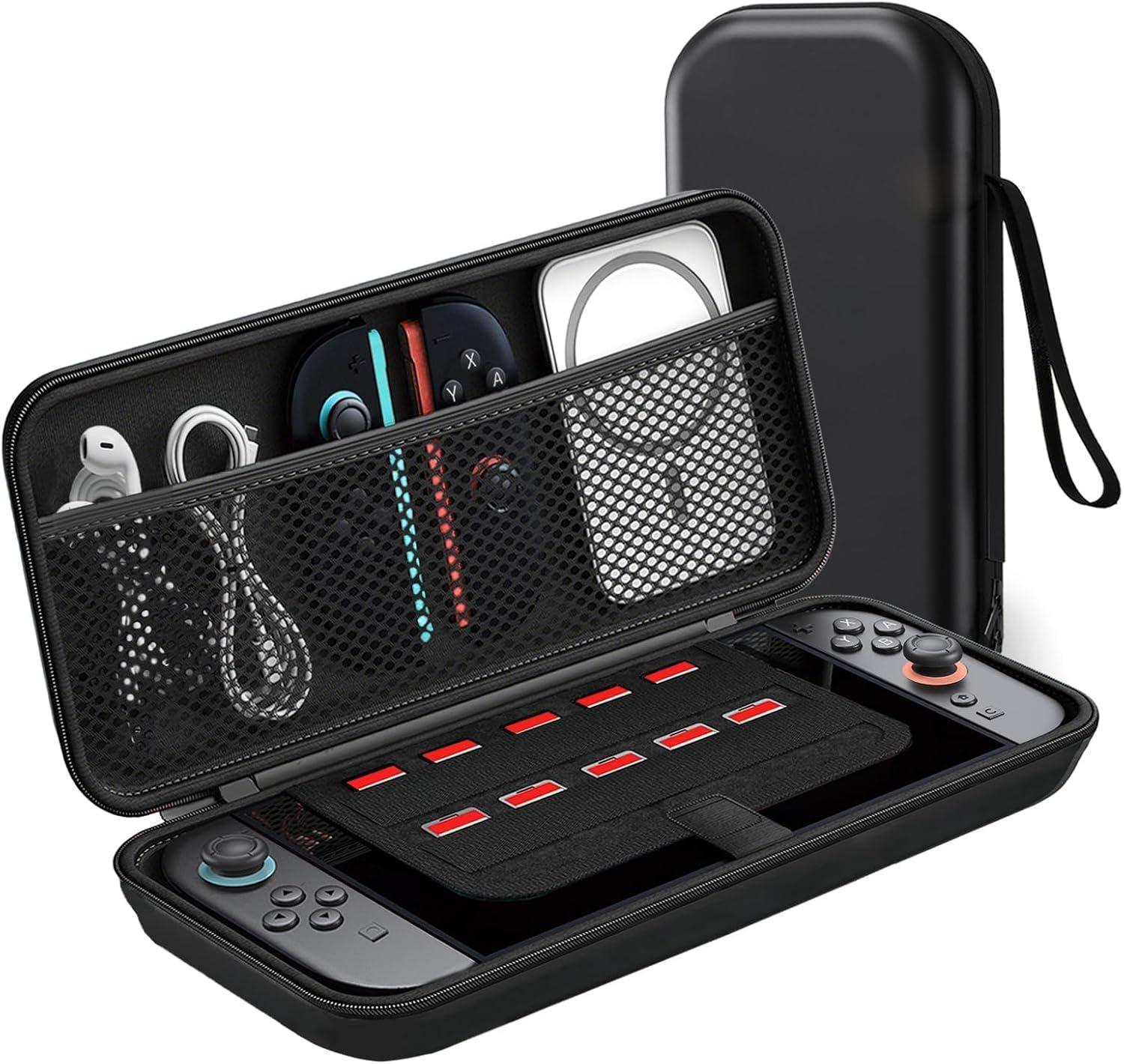 Estojo Compatível com Nintendo Switch 2, Estojo de Viagem Rígido e Fino com 10 Slots para Cartões de Jogos, Bolsa de Armazenamento para Acessórios Switch 2, Presentes para Jogadores/Amigos, Preto