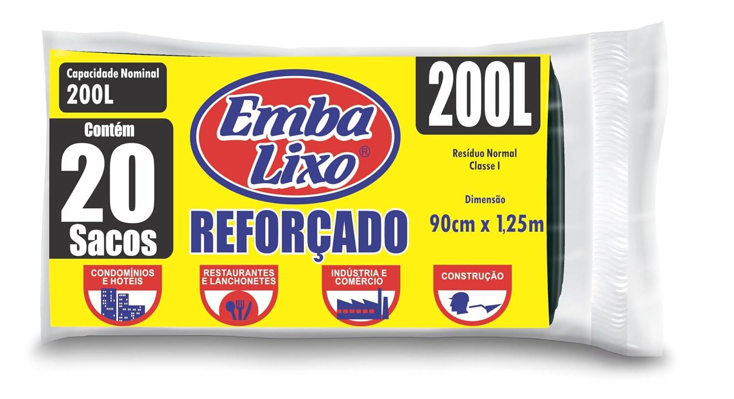Embalixo Saco de Lixo Reforçado Alta Resistência Super Profissional 200 Litros - 20 Unidades