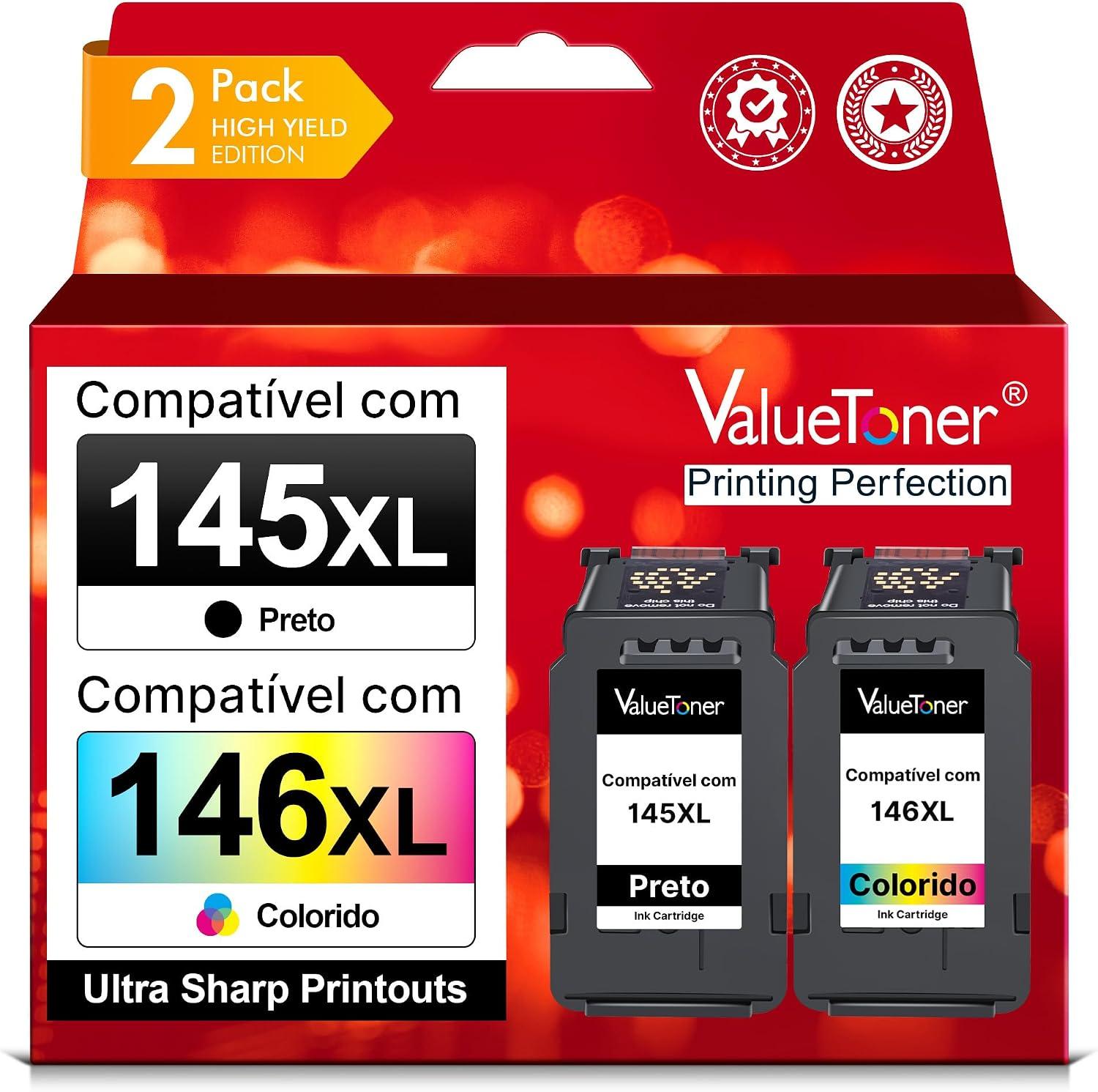Valuetoner Cartucho de Tinta Compatível com Canon 145 146 145XL 146XL