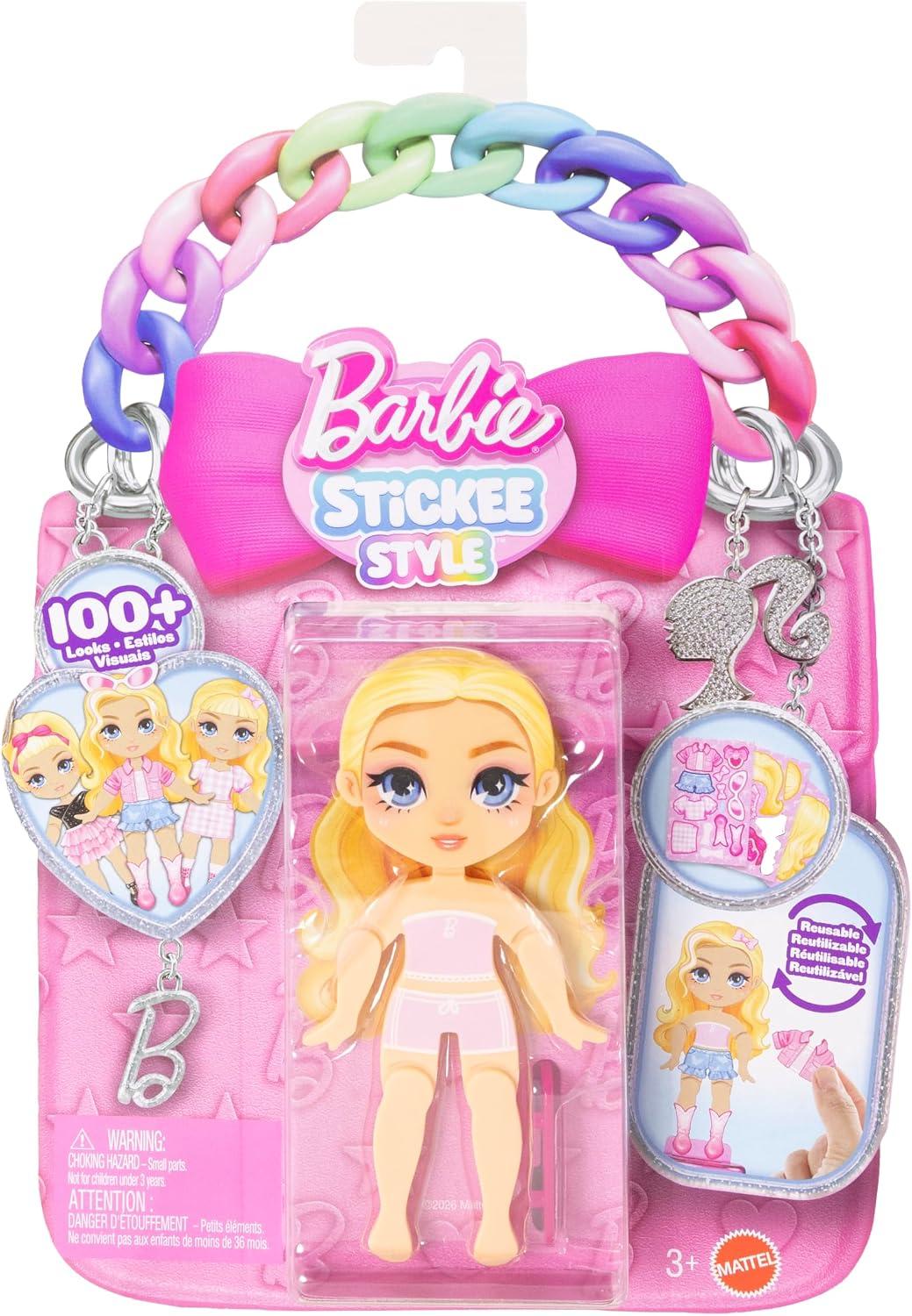Boneca Barbie Stickee Style Surpresa Mattel. Com Roupas adesivas e acessórios criativos para decorar e brincar de Moda. para crianças a partir dos 3 anos.