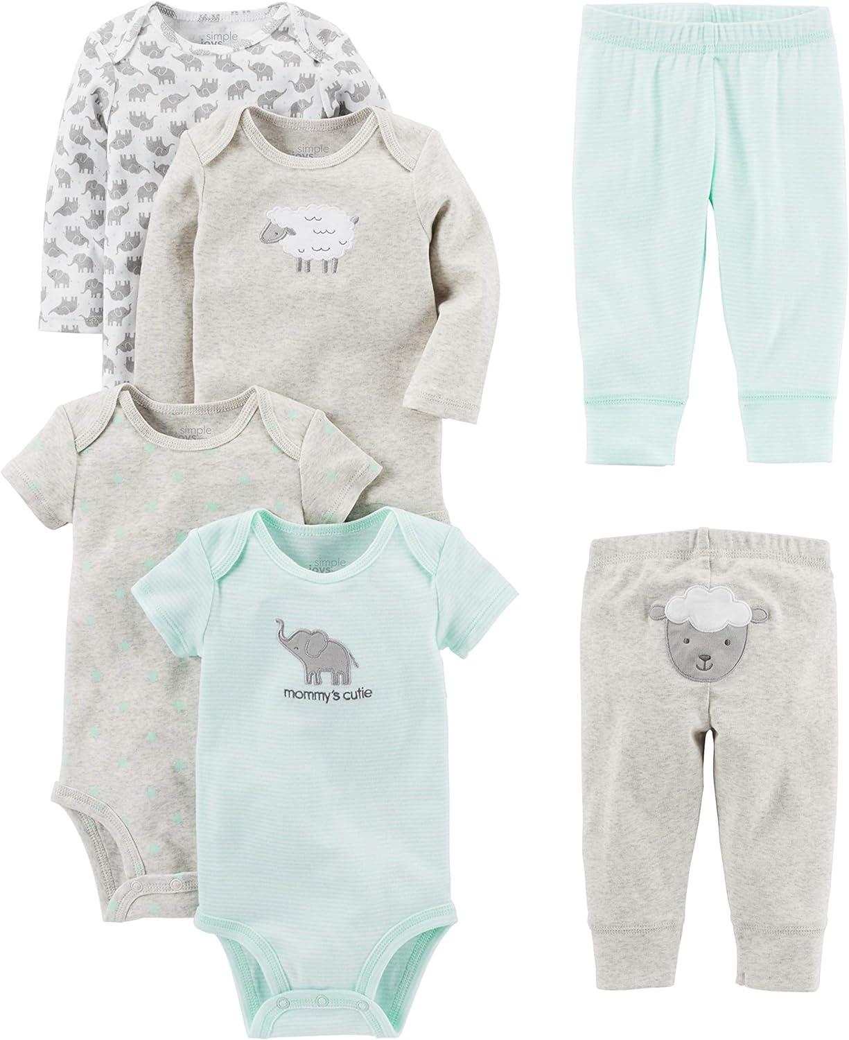 Simple Joys by Carter's Conjunto de 6 peças para bebês meninos (manga curta e comprida) e calça