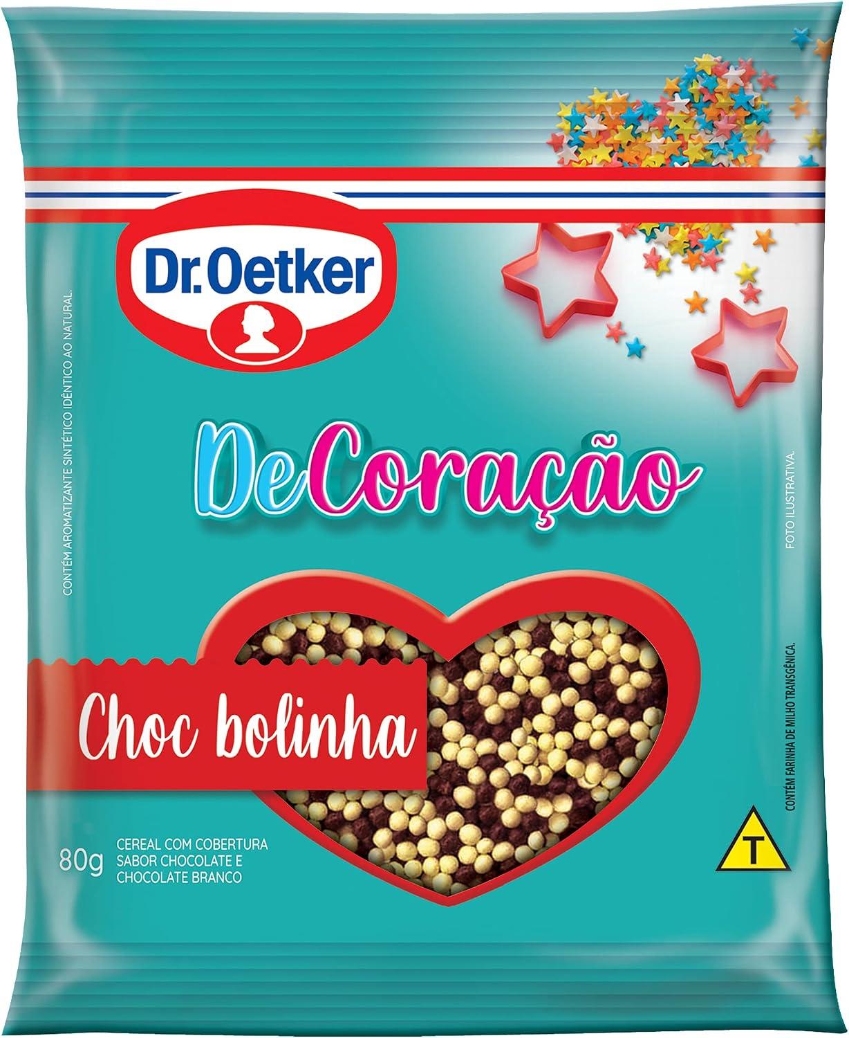 Dr. Oetker Confeito Choc Bolinha, Sabor Chocolate e Chocolate Branco, Decoração e Finalização de Doces e Sobremesas, 80g