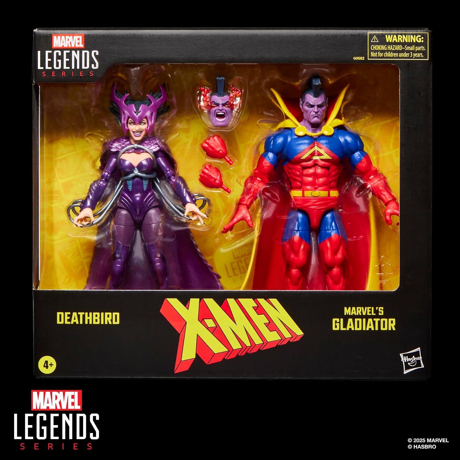 Marvel Legends Series X-Men, conjunto duplo de figuras de ação Deathbird e Marvel's Gladiator