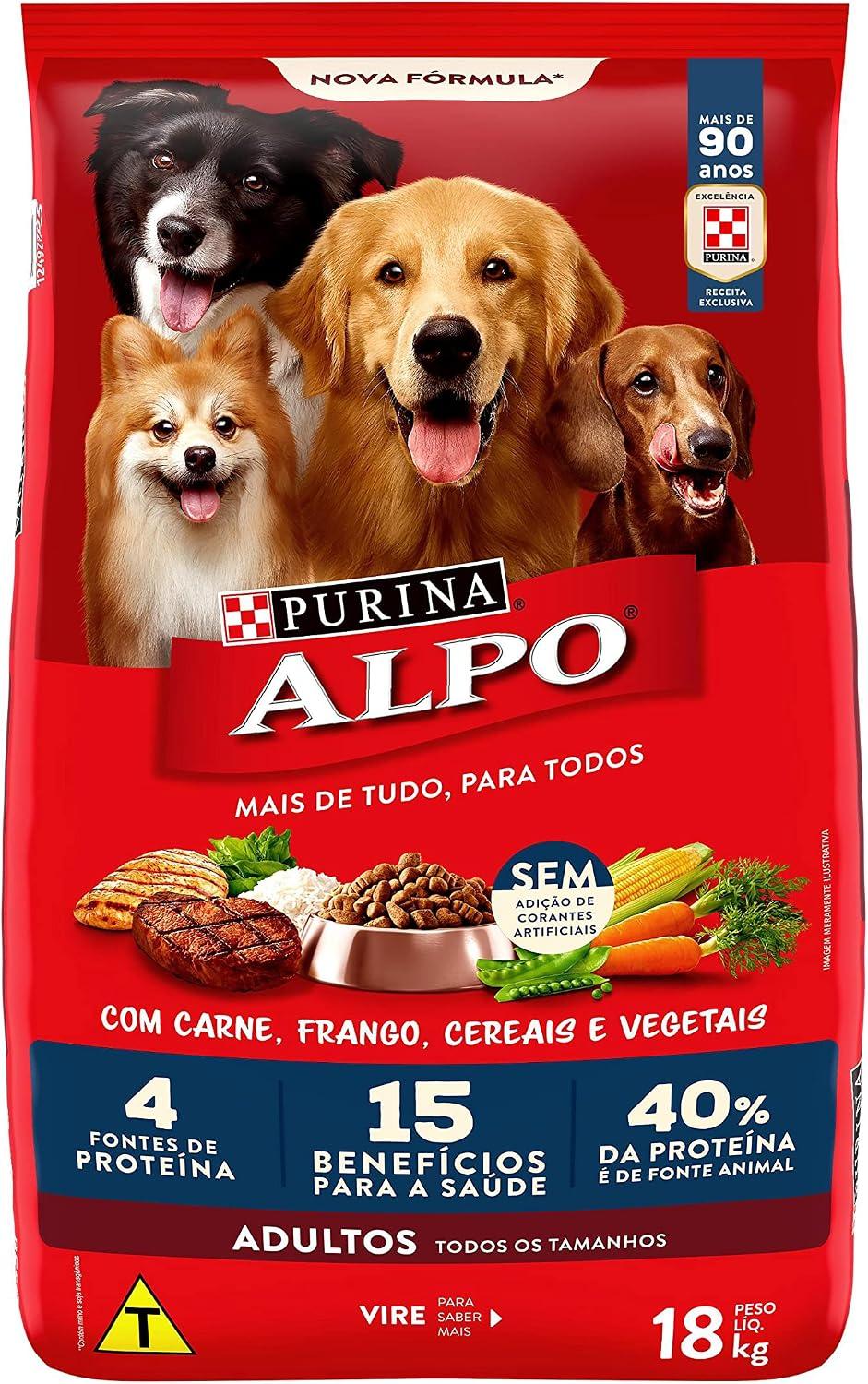 Ração para Cães Adultos Alpo, Carne Grelhada com Vegetais, 18kg