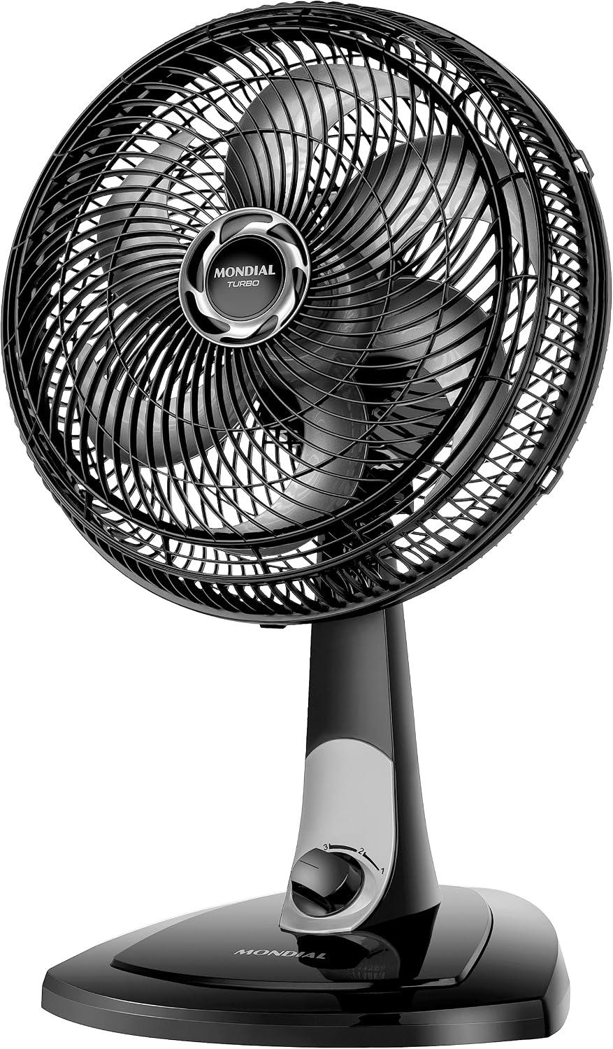 MONDIAL Ventilador de Mesa 30cm Turbo, Preto/Prata, 60W, 110V - VT-30-NB