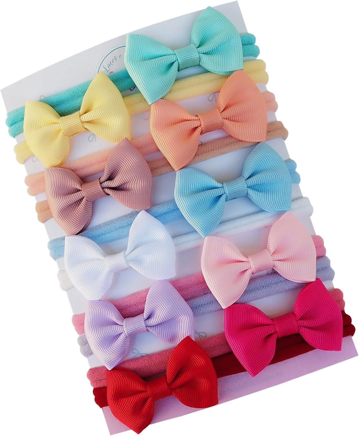 Kit c/10 Laços para Cabelo Meninas Tiara Faixinha Meia Seda