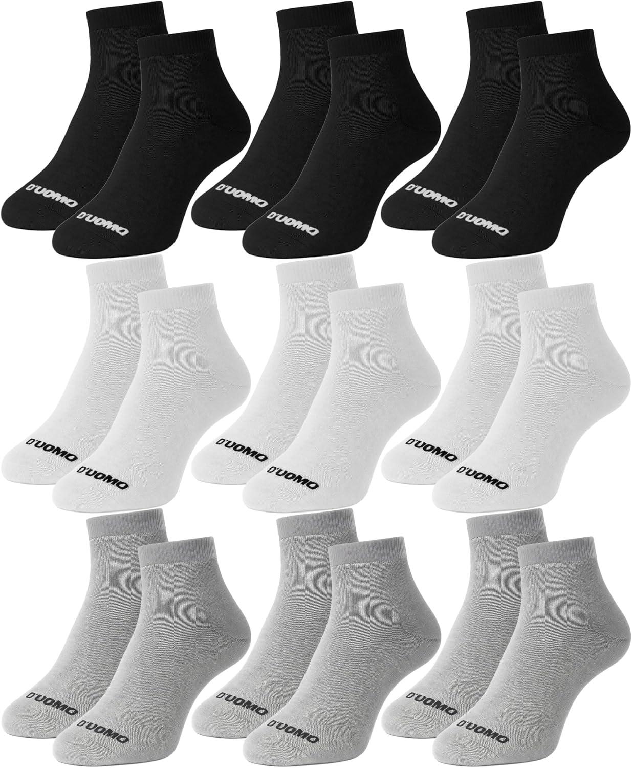 Kit 9 Pares Meia Masculino Cano Médio Punho Canelado Corrida Academia Algodão Premium Duomo