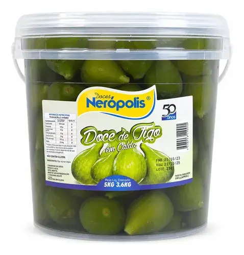 Doce De Figo Em Calda 5kg Nerópolis Balde Inteiro Atacado