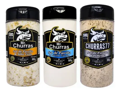 Kit 03 Sal De Parrilla Mr. Churras Premium Churrasco Orignal