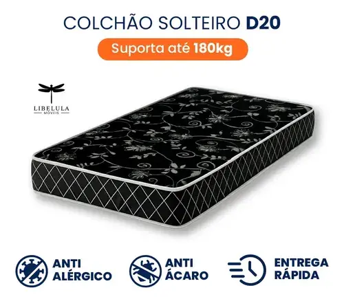Colchão Para Cama De Solteiro Com Espuma D20 188 X 78 Cm - Libelula Móveis