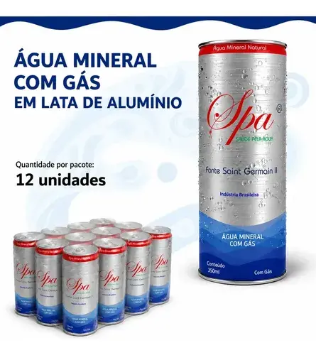 Água mineral com gás lata SPA Premium 350 mL pacote x 12 unid