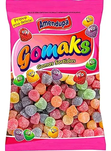 Bala Goma Amendupã Sabor Frutas 1kg Jujuba Gelatina Cores Sortidas