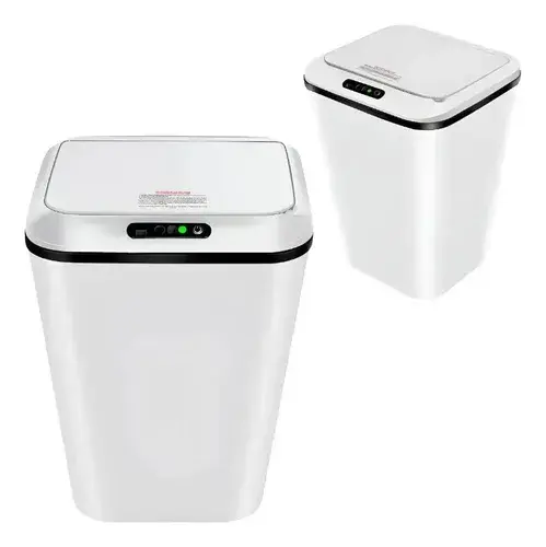 Sensor Infravermelho Automático Lixeira Retangular 16l Usb Branco