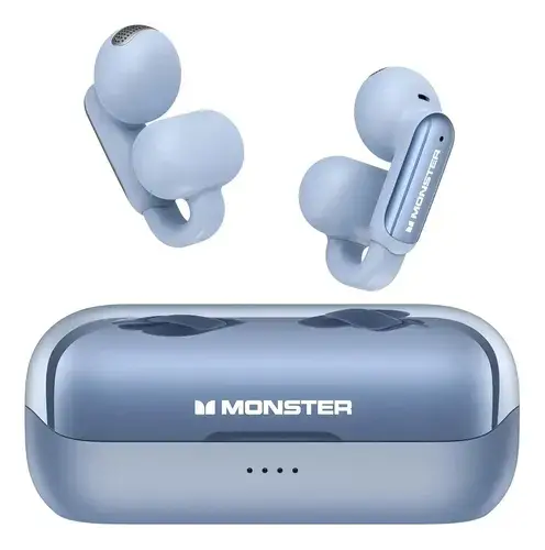 Fone de Ouvido Monster Open Ear AC601 Clip-ear Bluetooth 5.4 Azul com Microfone e IPX6