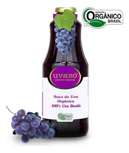 Suco Uva Bordô Orgânico Integral 1 L Uva Só Sem Adição de Açúcar e Conservantes - Vidro