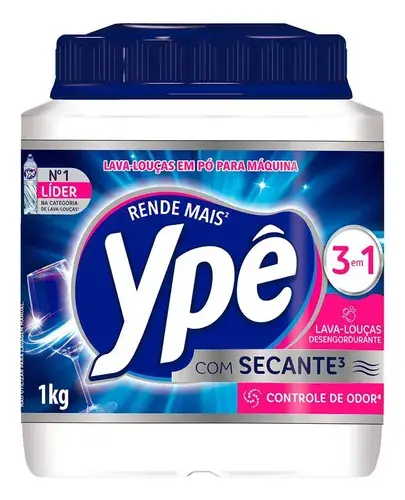 Detergente Lava Louças em Pó para Máquina Ypê 1kg 3em1 Com Secante