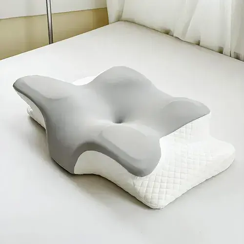 Travesseiro Cervical Ortopédico com Espuma Viscoelástica e Efeito Memória, Memory Foam, Capa em Poliéster, Design Ergonômico, Proporciona Alívio Dor Cervic e Melhora a Qualidade do Sono