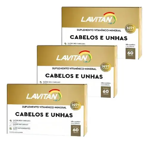 Biotina, zinco e selênio Lavitan em cápsula Sem sabor 3 kits de 60 un