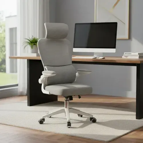Cadeira Escritório Ergonômica Python Fly B07 Cinza Com Suporte Lombar