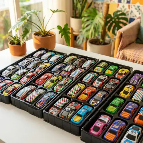 Kit 48 Carrinhos Miniatura Fricção Caixa Pista Sortidos 1:64