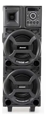 Caixa de Som Amplificada Amvox ACA 1101 Duplo 8 Black 1100W Woofer 8"
