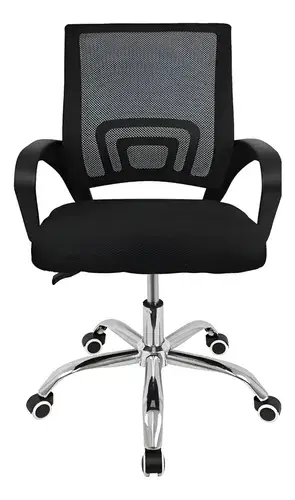 Cadeira de Escritório Rivatti Santiago Base Cromada Ergonômica Preta com Estofado de Mesh