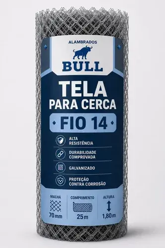 Tela Para Cerca 1,80m X 25m Fio 14 Malha 7cm Galvanizada