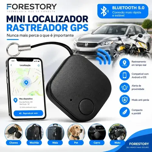 Mini Localizador Rastreador GPS Bluetooth para Android IOS Smart Tag Rastreador Antiperda Chaveiro Localizador Objetos rastreador para Chaves Mochila Mala Pet CarroCamera Remota Tire Fotos FORESTORY