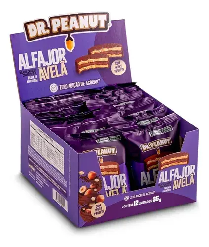 Alfajor Display C/12 Unidades De 35g Sabor Avelã Dr Peanut