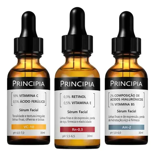 Principia Kit C/3 Séruns Vitamina C + Retinol + Hialurônicos
