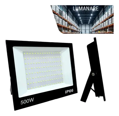 Refletor Led Holofote Grande 500w Luz Branco-frio 6500k Resistente A Chuva Econômico Fácil De Instalar Carcaça Preta Ip66 Jardim Fachada Quintal