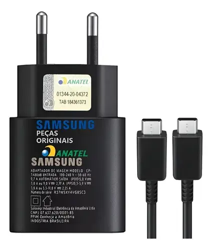 Carregador Original Samsung 25w Tipo C Nfe 1 Ano Garantia