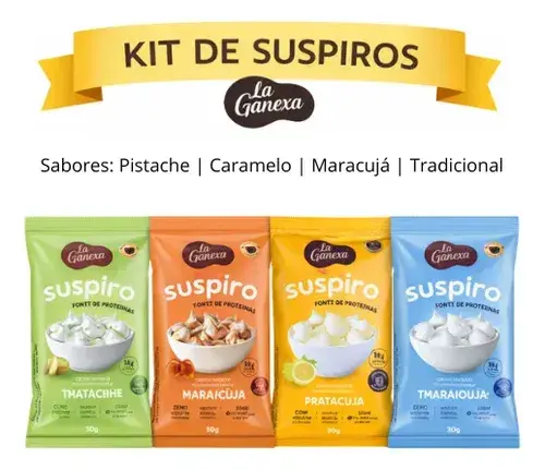 Kit 4 Sabores Suspiro Zero Açúcar Glúten Com Whey La Ganexa