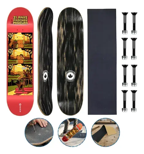 Shape De Maple Cisco Skate Com Lixa Emborrachada E Parafusos