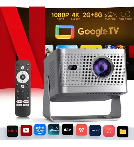 Projetor Magcubic HY350GT Full HD 1080p, com Google TV, 900 ANSI e Wi-Fi