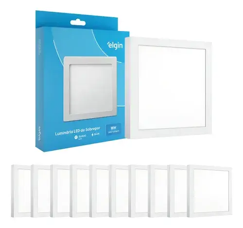Kit 10 Painel Plafon Quadrado Sobrepor 100% Led 18w Luz Fria