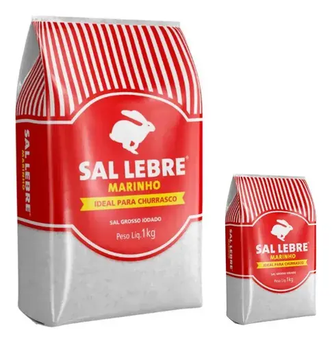 Sal Grosso Integral Marinho Lebre Iodado Churrasco 1kg Cristal - 100% INTEGRAL - SALINAS DE MOSSORÓ