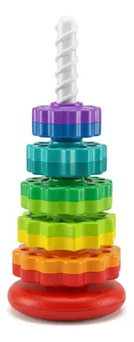 Brinquedo Encaixe Para Bebê Torre De Empilhar Giratória 6m+