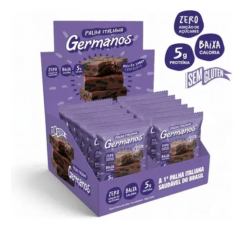 Palha Italiana De Chocolate Germanos - 12 Unidades De 25g