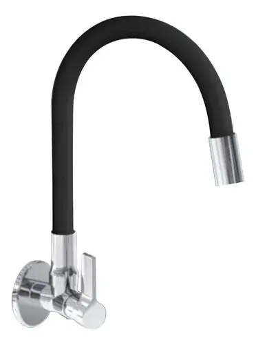 Torneira Gourmet Cozinha Parede Preta Flexivel Pia