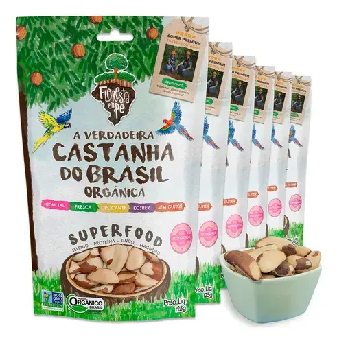 6x Castanha Do Pará Orgânica Premium Com Sal 125g (cada)