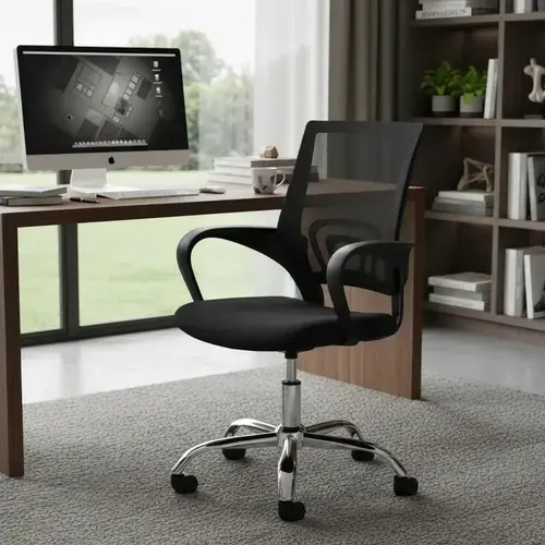 Cadeira de Escritório Pctop Office Fit 1001 9050 Ergonômica preto com Estofado de Mesh y Tecido