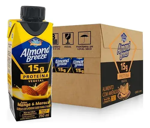 Bebida Proteica Vegana Almond Breeze Manga E Maracujá 15g Proteína Caixa Com 12