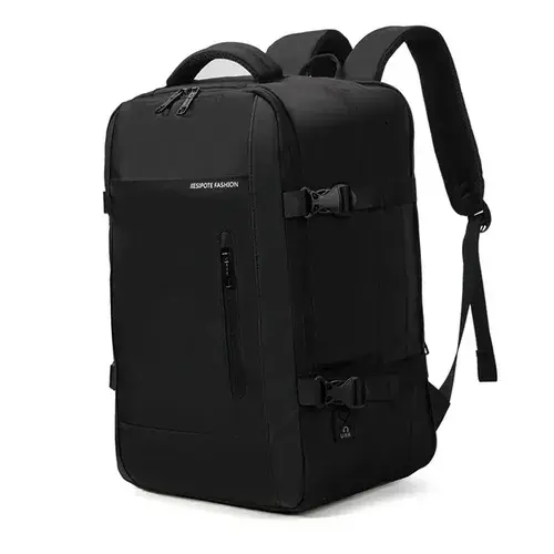 Mochila masculina, impermeável, reforçada, com capacidade ampliada de 30-42L, adequada para portátil, viagens diárias, cor preta