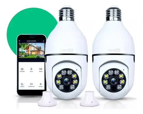 Kit 2 Câmeras Lampada De Segurança Ip Wifi Com Visão Noturna Interna Externa App Yoosee Espiã 360º Cor Branco