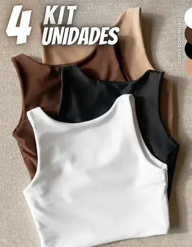 Kit 4 Blusas Regata Feminina Suplex Tshirt Básica Casual