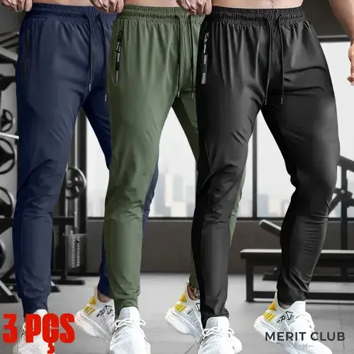 Kit 3 Calça Masculina Elastano Esportiva Fitness Academia